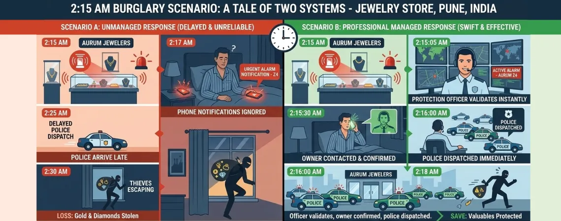 What Happens When an Alarm Triggers at 2 AM: Two Scenarios