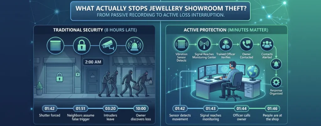 What actually stops a jewellery showroom theft at 2 AM