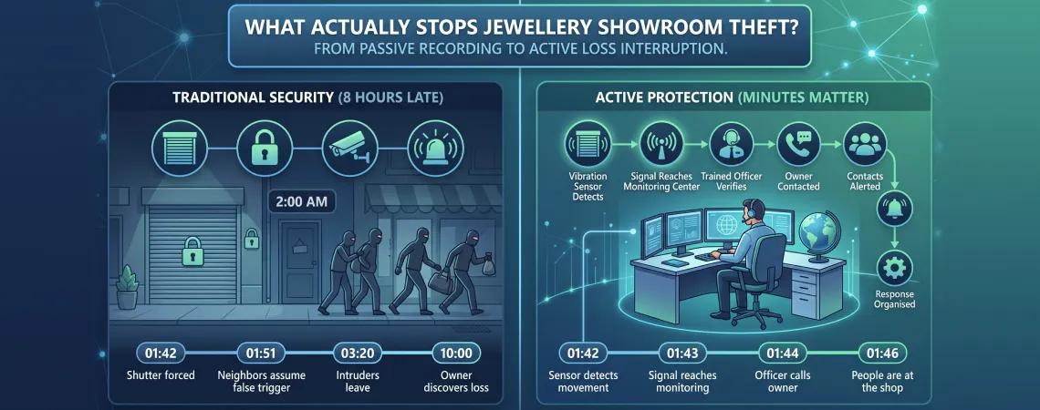 What actually stops a jewellery showroom theft at 2 AM